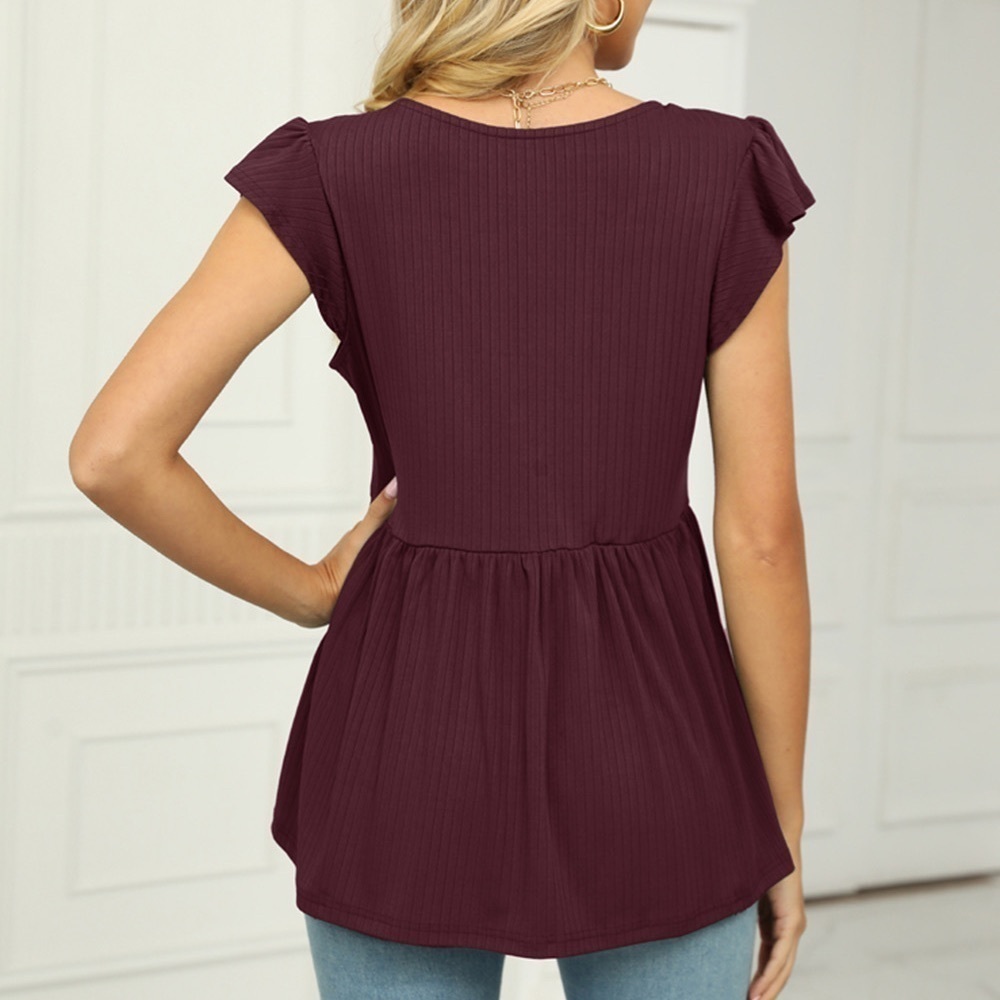 Just Dreaming Flutter Sleeve Babydoll Blouse - Picture 2 of 4